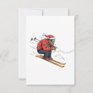 Bigfoot Sasquatch Skifahren Weihnachten Eis Skifah Dankeskarte
