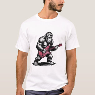 Bigfoot Sasquatch spielt elektrische Gitarre T-Shirt