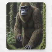 Bigfoot Sasquatch Squatting by a Tree Mousepad (Vorne)