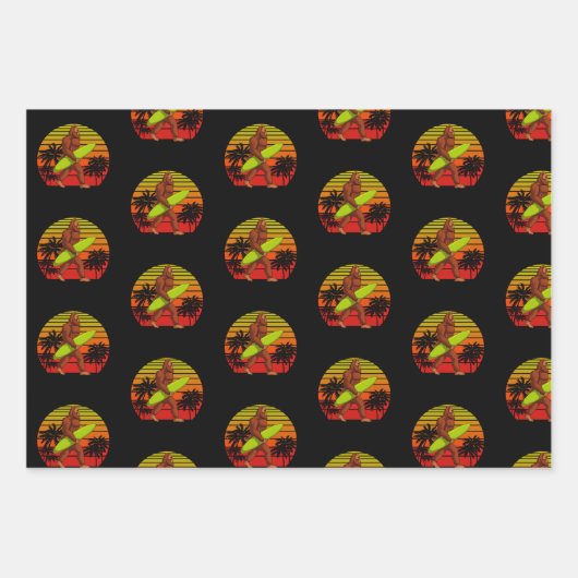 Bigfoot Sasquatch Surfer Typ Surfboard Geschenkpapier Set (Vorderseite)