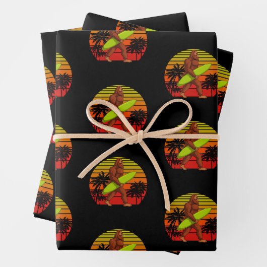 Bigfoot Sasquatch Surfer Typ Surfboard Geschenkpapier Set (Beispiel)