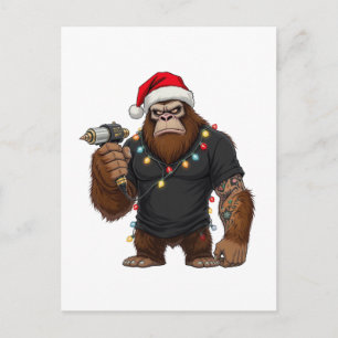 Bigfoot Sasquatch Tattoo-Künstler Weihnachten   Postkarte