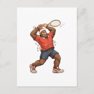 Bigfoot Sasquatch Tennis Weihnachten 2026 Feiertag Ankündigungspostkarte