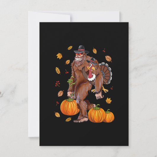 Bigfoot Sasquatch Türkei Pumpkin Happy Thanksgivin Einladung (Vorderseite)