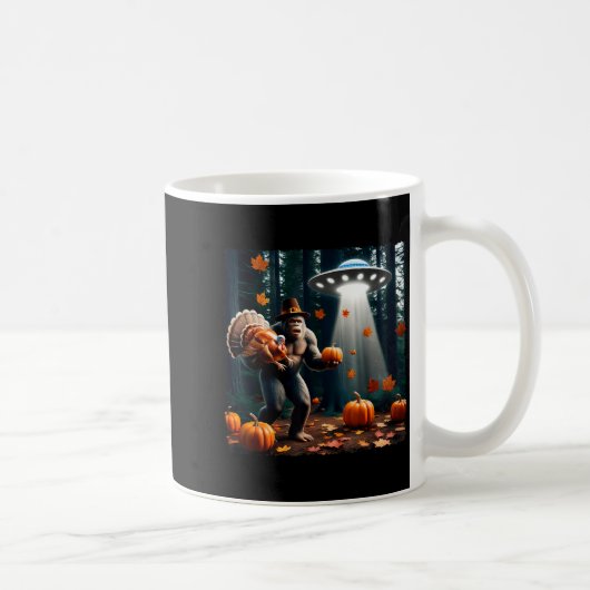 Bigfoot Sasquatch Turkey Ufos Funny Thanksgiving D Kaffeetasse (Rechts)