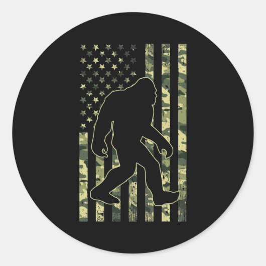 Bigfoot Sasquatch USA Camouflage Flag Runder Aufkleber (Vorderseite)
