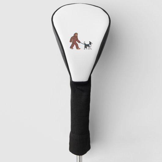 Bigfoot Sasquatch Walking Border Collie Golf Headcover (Vorderseite)
