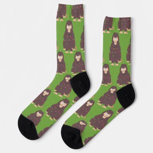 Bigfoot Sasquatch Weihnachten Socken (Linkes Detail)