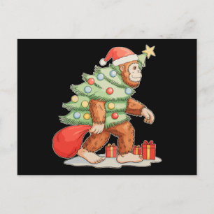 Bigfoot Sasquatch Weihnachtsbaum Xmas Lichter Feiertagspostkarte
