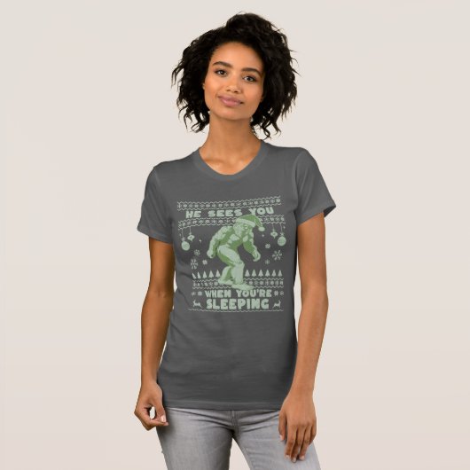 Bigfoot Sasquatch Weihnachtskraut T-Shirt (Vorne ganz)
