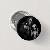 Bigfoot Sasquatch Weltraum-Alien Stinkefinger  Button (Vorne & Hinten)