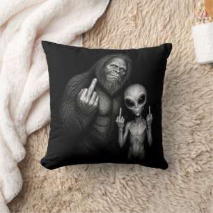 Bigfoot Sasquatch Weltraum-Alien Stinkefinger  Kissen