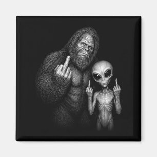 Bigfoot Sasquatch Weltraum-Alien Stinkefinger Magnet