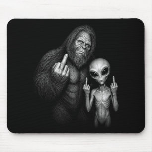 Bigfoot Sasquatch Weltraum-Alien Stinkefinger  Mousepad
