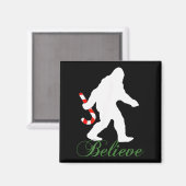Bigfoot Sasquatch Yeti Believe Candy Cane Christma Magnet (Vorderseite/Rückseite)
