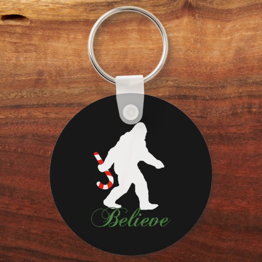 Bigfoot Sasquatch Yeti Believe Candy Cane Christma Schlüsselanhänger (Vorderseite)