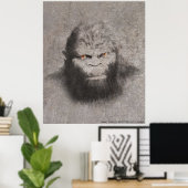 BIGFOOT SASQUATCH ZEICHNEND PORTRAIT ORANGE AUGEN POSTER (Heimbüro)