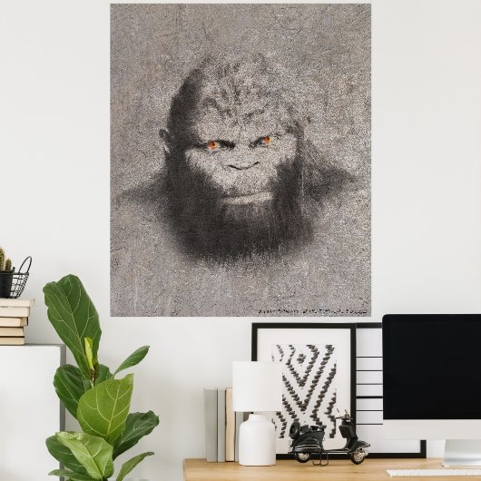 BIGFOOT SASQUATCH ZEICHNEND PORTRAIT ORANGE AUGEN POSTER (Heimbüro)