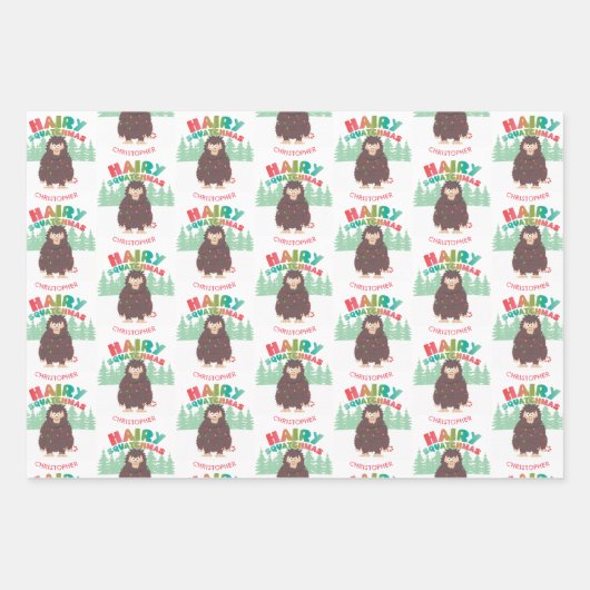 Bigfoot Sasquatsche mit Namenswrapping Paper Sheet Geschenkpapier Set (Vorderseite)
