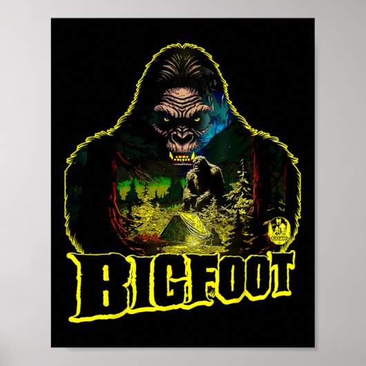 Bigfoot Scary Camping Forest Woods Sasquatch Tent Poster (Vorne)