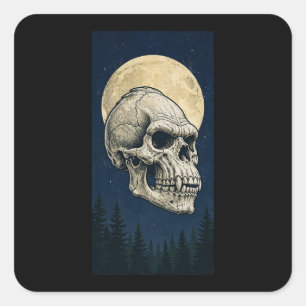 Bigfoot-Schädel Vollmond Wald Nacht Aufkleber