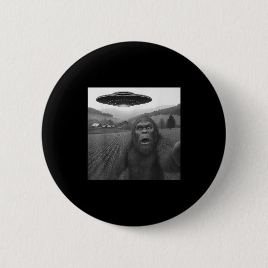 Bigfoot Selfie mit Alien Ufo Funny Geschenke für M Button (Vorderseite)