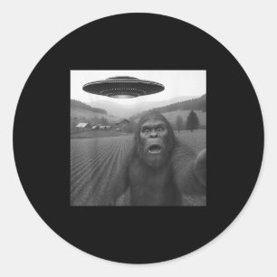 Bigfoot Selfie mit Alien Ufo Funny Geschenke für M Runder Aufkleber