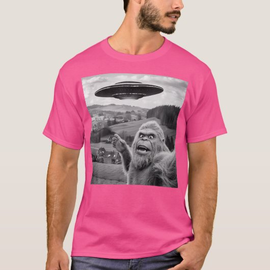 Bigfoot Selfie mit Alien Ufo Funny Geschenke für M T-Shirt (Vorderseite)