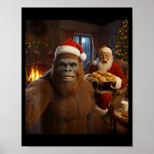 Bigfoot-Selfie mit dem Weihnachtsmann Lustiges Wei Poster