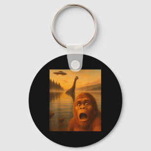Bigfoot-Selfie mit Loch Ness-Ufo-Alien-Geschenken Schlüsselanhänger
