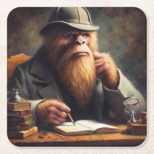 Bigfoot Sherlock Holmes Rechteckiger Pappuntersetzer
