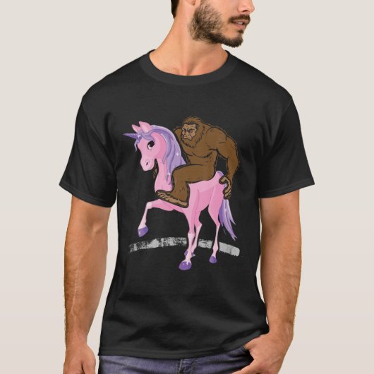Bigfoot Shirt Sasquatch Riding Unicorn Funny T Shi (Vorderseite)