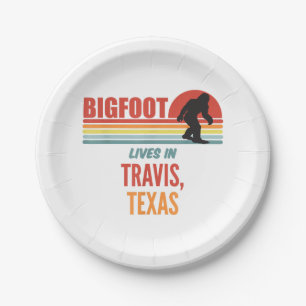Bigfoot-Sichtung in Travis Texas Pappteller