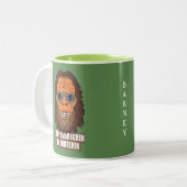 Bigfoot sieht dir das sonnige Camping zu Zweifarbige Tasse (Vorderseite Links)