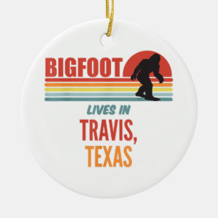 Bigfoot Sighting in Travis Texas Keramik Ornament