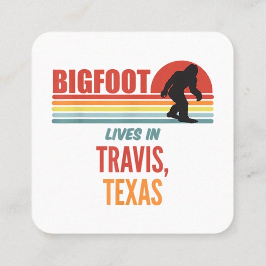 Bigfoot Sighting in Travis Texas Quadratische Visitenkarte (Rückseite)