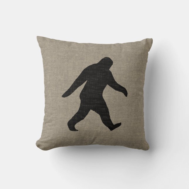 Bigfoot Silhouette Imitate Linen Burlap Style Kissen (Vorderseite)