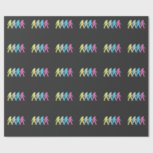 Bigfoot-Silhouette-Retro Pop-Kunst Sasquatch Geschenkpapier (Flach)