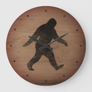 Bigfoot-Silhouette-rustikale Art Große Wanduhr