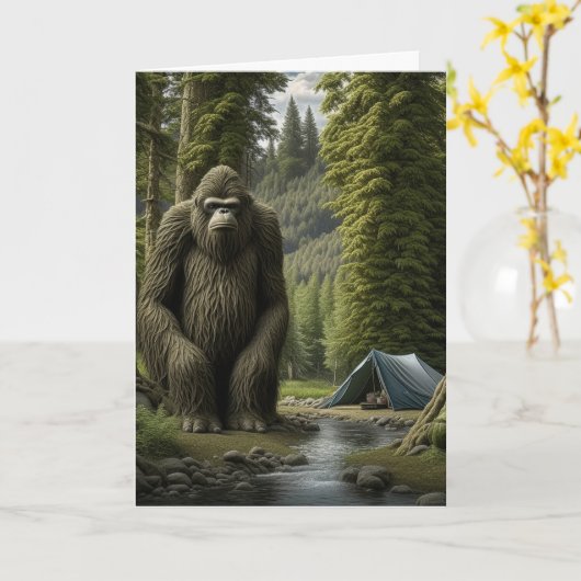 Bigfoot sitzen im Wald Geburtstag Karte (Gelbe Blume)