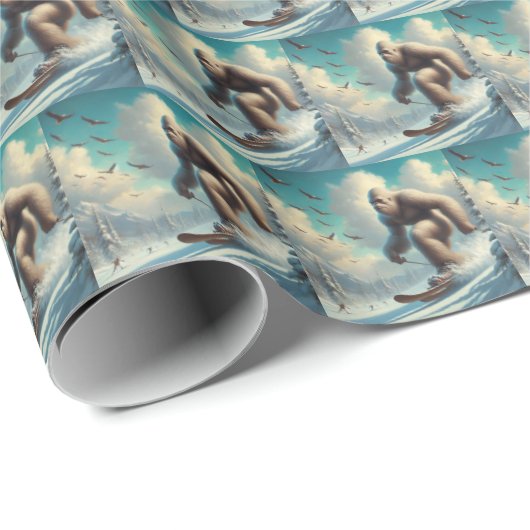Bigfoot Skiing Geschenkpapier (Rolleneckpunkt)