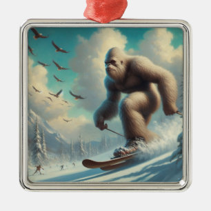 Bigfoot Skiing Ornament Aus Metall
