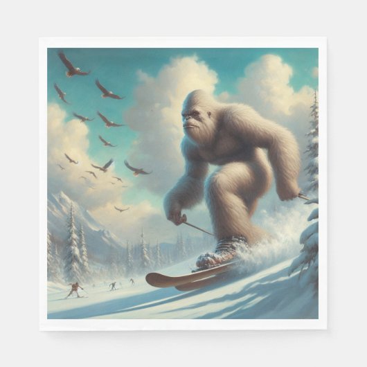 Bigfoot Skiing Serviette (Vorderseite)