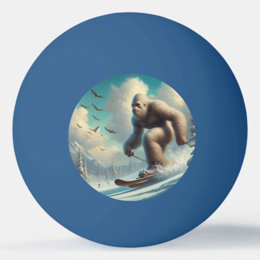 Bigfoot Skiing Tischtennisball (Vorderseite)
