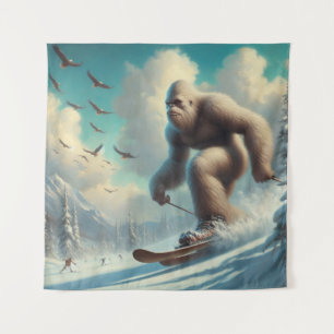 Bigfoot Skiing Wandteppich