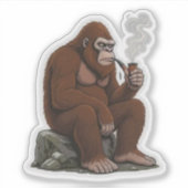 Bigfoot Smoking a Pipe Aufkleber (Vorderseite)