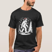 Bigfoot Snow Santa Hat Christmas Sasquatch Hiking T-Shirt (Vorderseite)