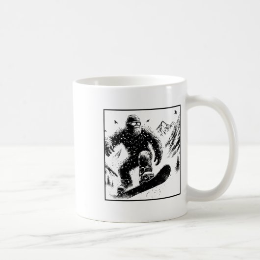 Bigfoot Snowboarder - Funny Sasquatch Snowboarden Kaffeetasse (Rechts)