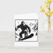 Bigfoot Snowboarder - Funny Sasquatch Snowboarden Karte (Gelbe Blume)