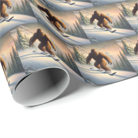 Bigfoot Snowboarding Geschenkpapier (Rolleneckpunkt)